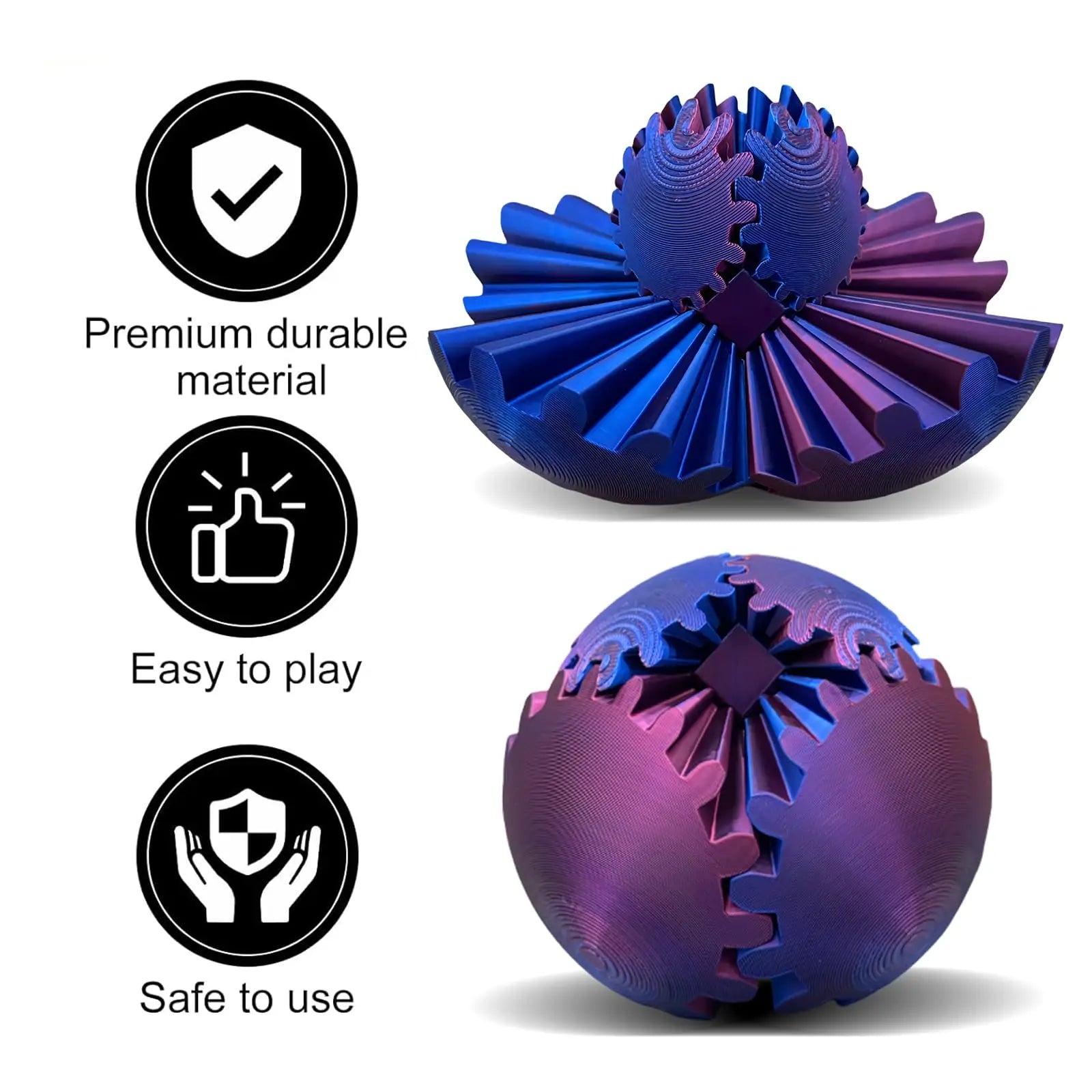 Gear Ball 3D Printed Spin Ball Cube Sphere Fidget Toy for Stress Anxiety Relief Stress Sphere Desk Toy for Adults Kid Gift Elk-Valley 3D