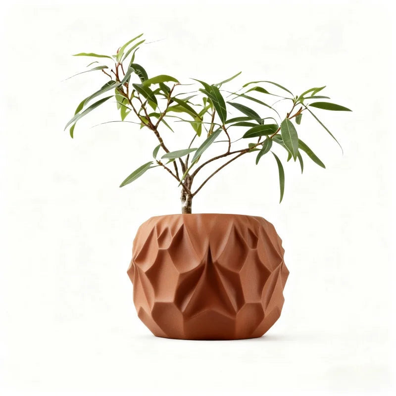Eco-Friendly 3D Printed Flower Pot Rhombus Line Texture Square Style Artistic Home Decor maceta Elk-Valley 3D