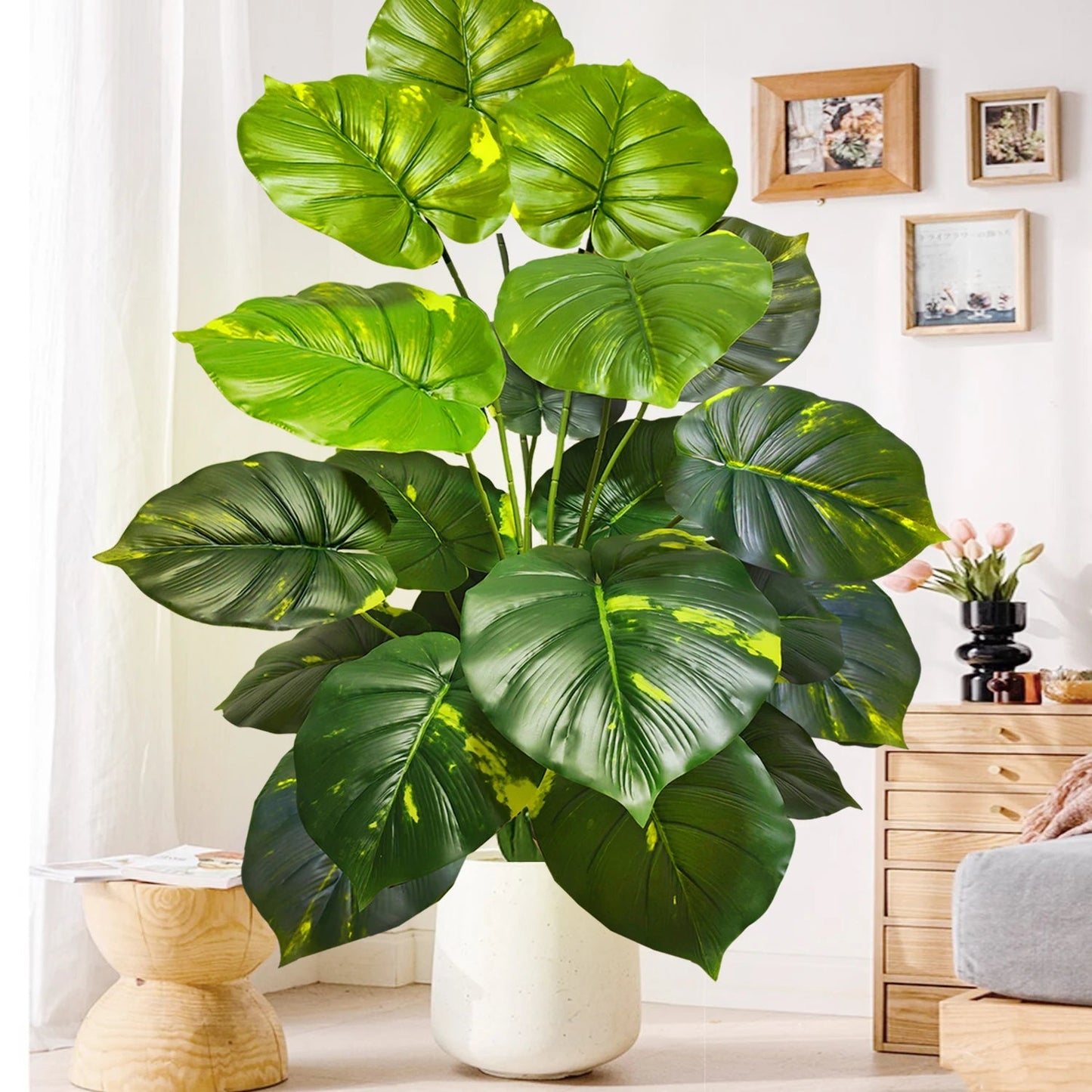 52-104cm(40.94in)  Artificial Monstera Plant Fake Palm Tree Plastic Turtle Leaf Green Plant for Home Garden Room Office Decor Elk-Valley 3D