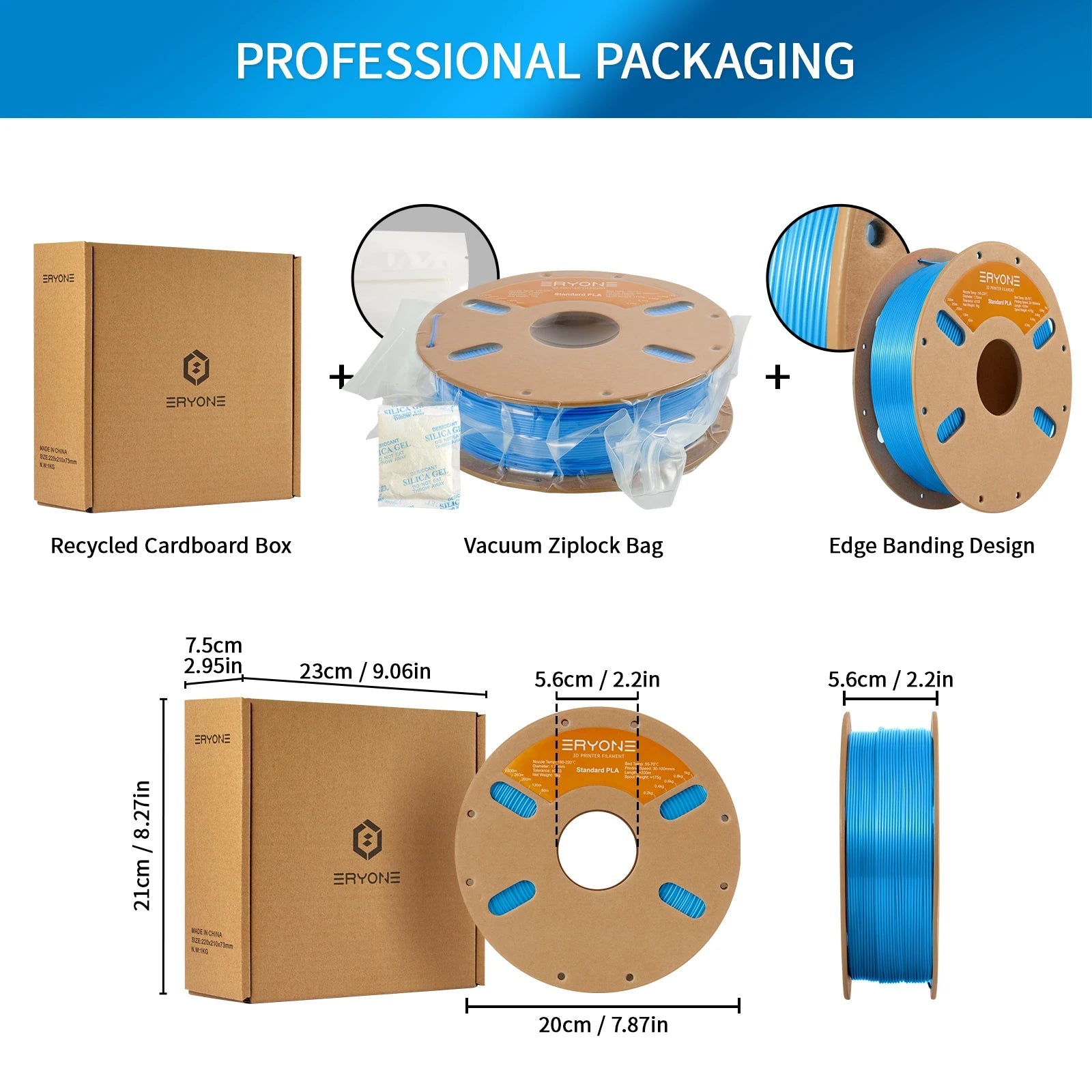 ERYONE Standard PLA Filament 1kg 1.75mm High Quality 3D PLA  Low Shrinkage Consumable For 3D Printer Fast Shipp Elk-Valley 3D
