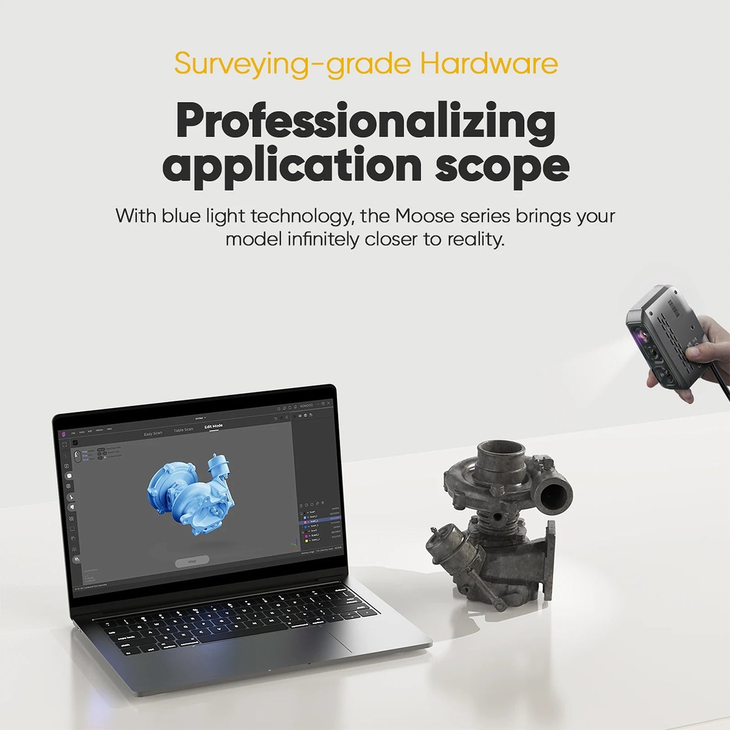 3D Scanner for 3D Printing, Handheld 3D Model Scanner with 0.03mm High Detailed Precision, 24-bit Color Camera, Elk-Valley 3D