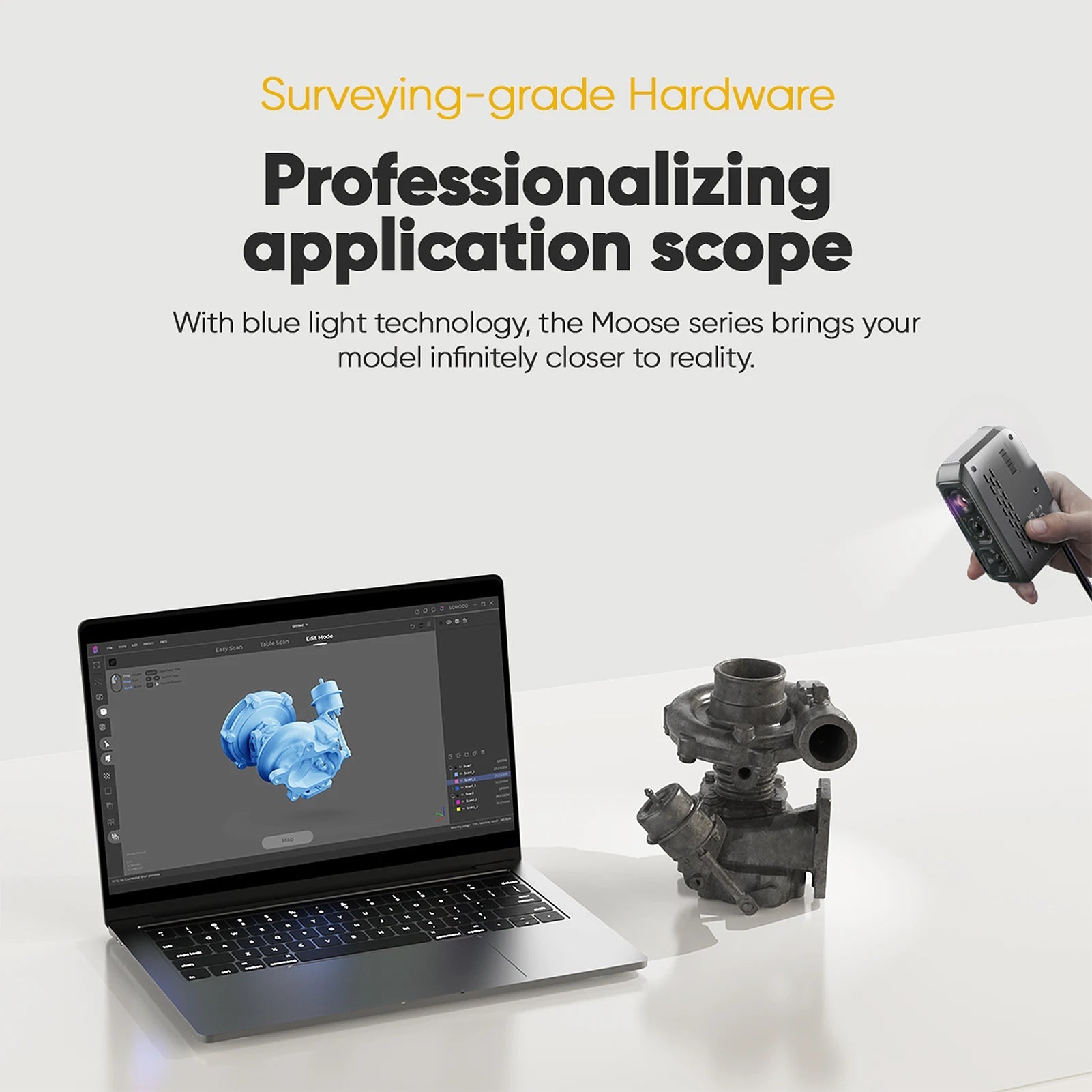 3D Scanner for 3D Printing, Handheld 3D Model Scanner with 0.03mm High Detailed Precision, 24-bit Color Camera, Elk-Valley 3D