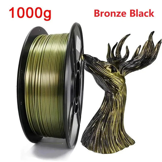 Dual Color Filament Silk PLA 1.75mm 1kg 500g 250g 3D Printer Plastic Material Two Colors Filament PLA Black Red Green Bundle New Elk-Valley 3D