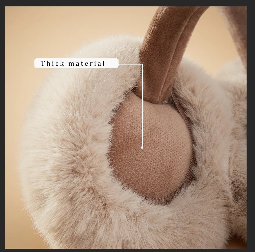 Anjj High Quality Earmuffs Faux Rabbit Fur Hang Ear Cover Warm Winter Ear Muffs Fur Earmuffs Unisex Adult Ear Warmer Fold Elk-Valley 3D
