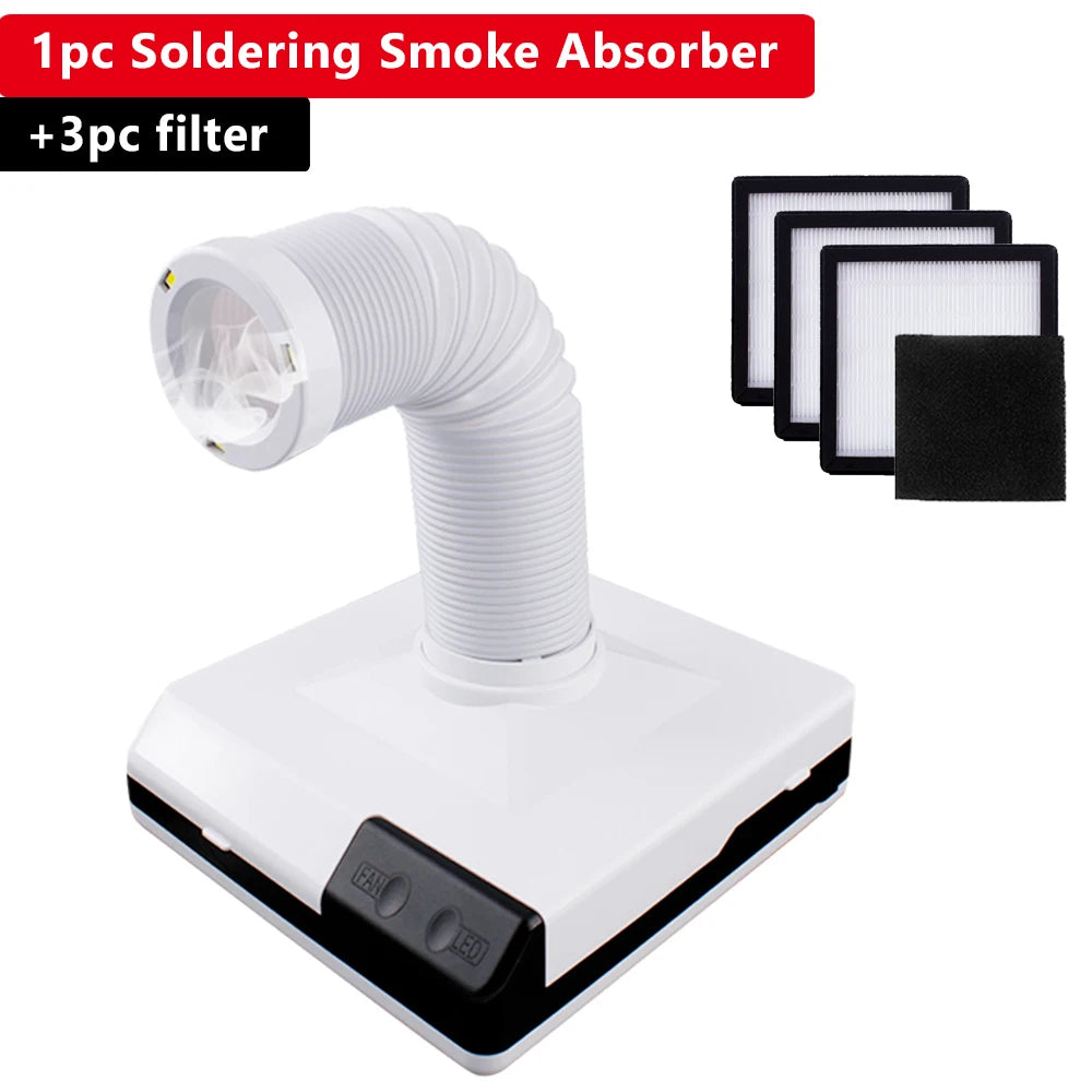 LUXIANZI Fume Extractor Smoking Instrument With LED Light 220v Activated Carbon filter Sponge Solder iron Smoke Absorber Elk-Valley 3D