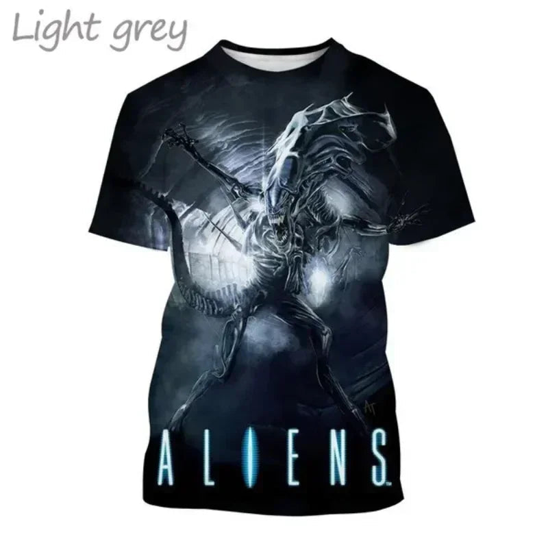 Fashion Men Clothing New Alien Creature 3D Print T-shirt Personalized Casual Oversized T Shirt Harajuku Street Unisex Tops Tees Elk-Valley 3D