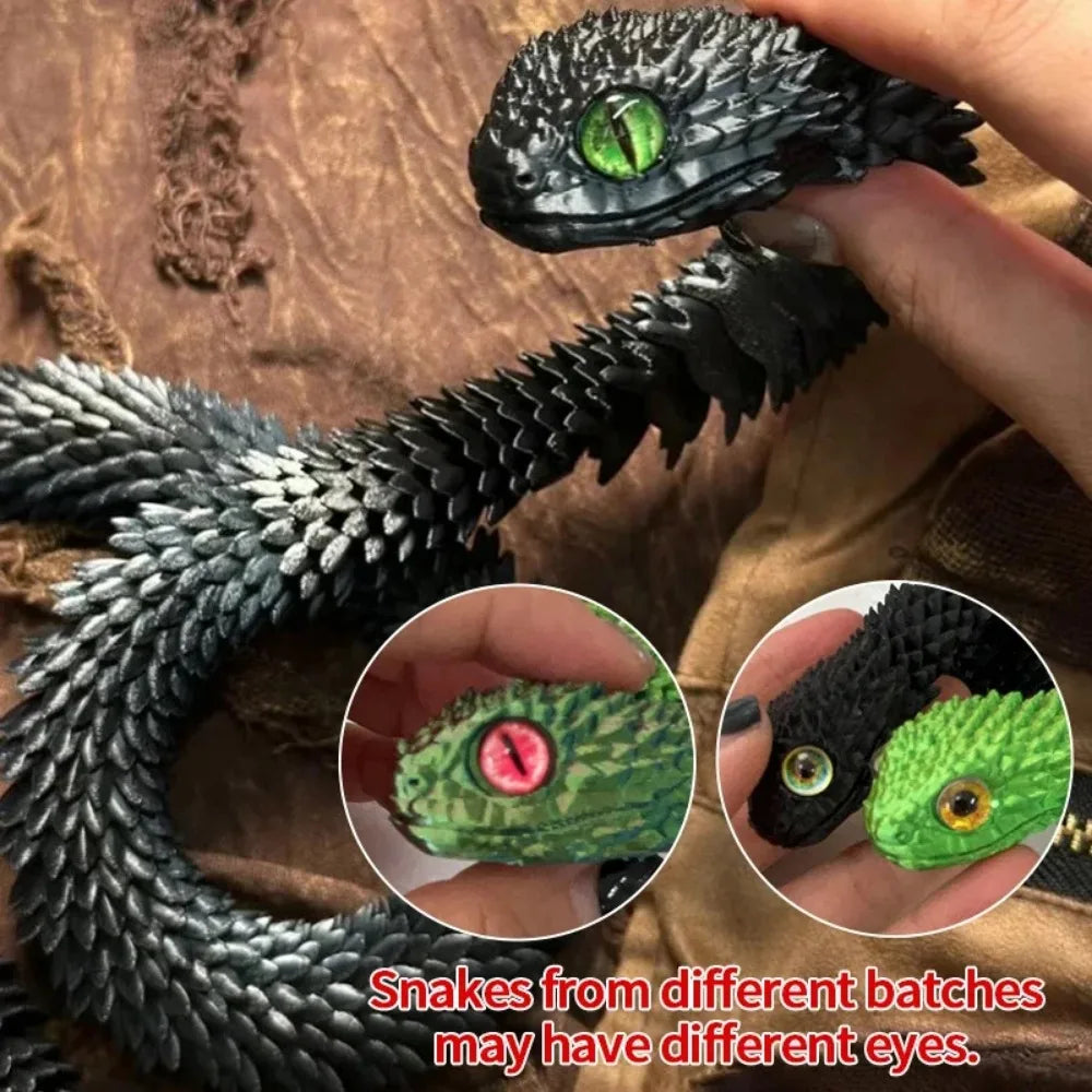 3D Printed Snake Multi-Joint Rotatable Stereoscopic Snake Office Desktop Ornament Home Decor Animal Model Figurine Car Decor Elk-Valley 3D