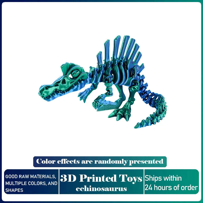 Mini 3D Printed Dinosaur Skeleton Model Movable Joints Velociraptor Decor Office Desk Ornament Kids Gift Home Decoration Elk-Valley 3D