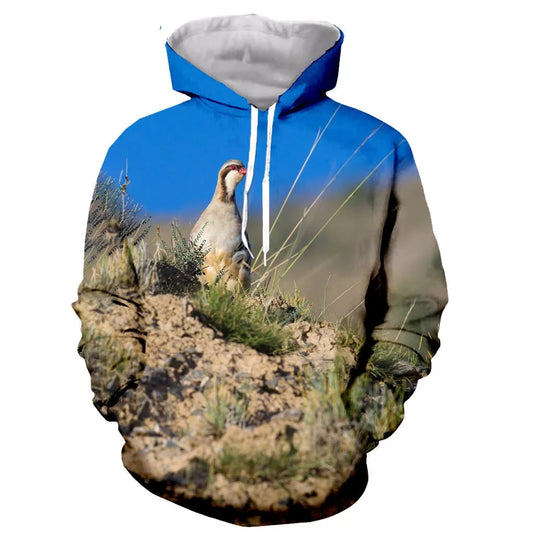 2022 Spring and Autumn 3D Printing Men's Women's Hoodie Hunting Suit Partridge Long Sleeve Fashion XL Pullover Camouflage Elk-Valley 3D
