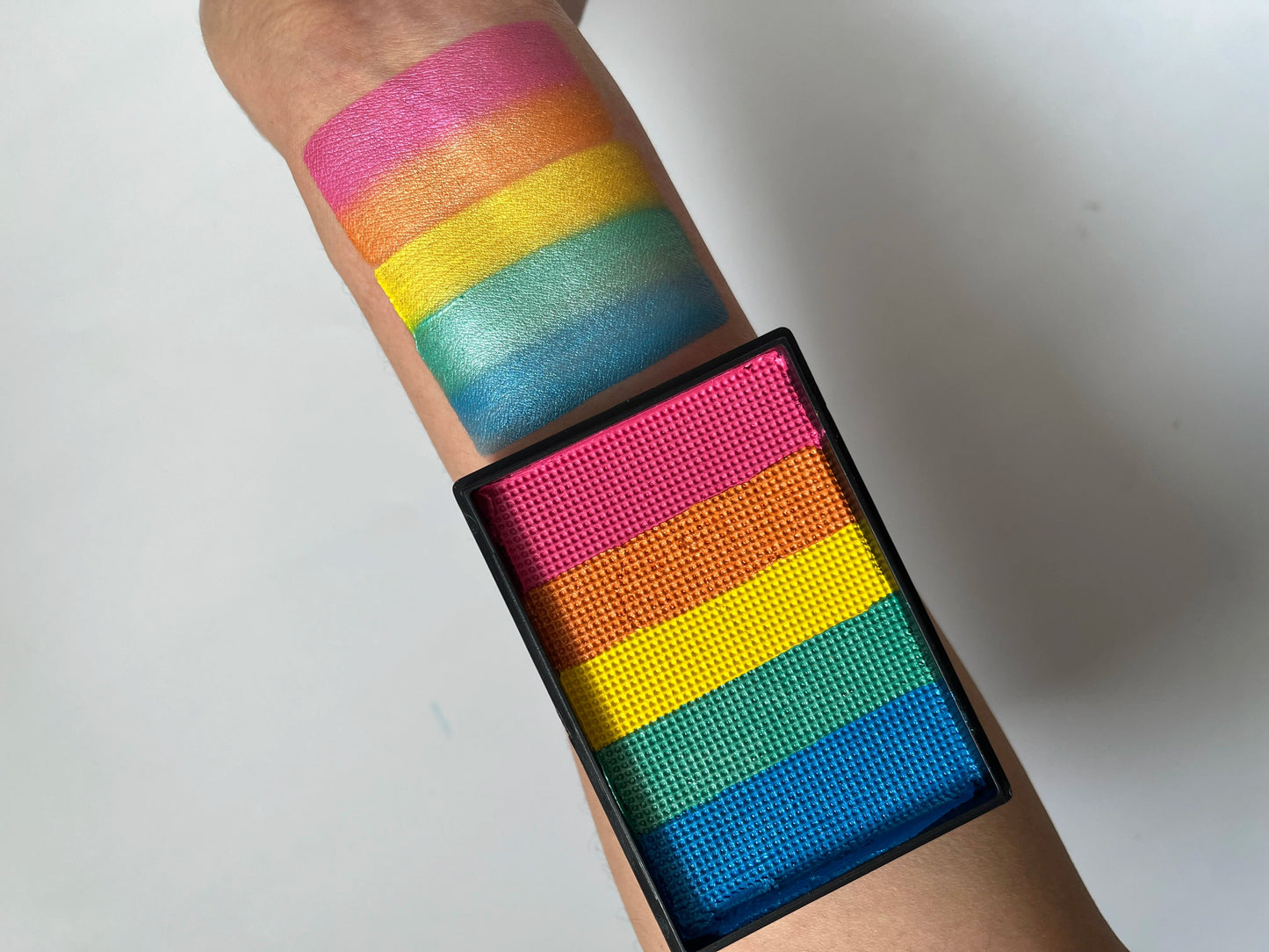 Professional water activated face and body paint rainbow split cake face painting neon uv body paint glow black light body paint Elk-Valley 3D