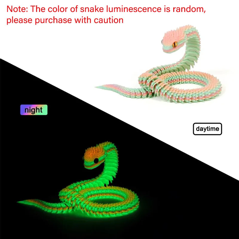 30/40cm 3D Printed Snake Toys Funny Rotatable Articulated Printed Snake Craft Ornament Simulation Animal Home Desktop Ornament Elk-Valley 3D