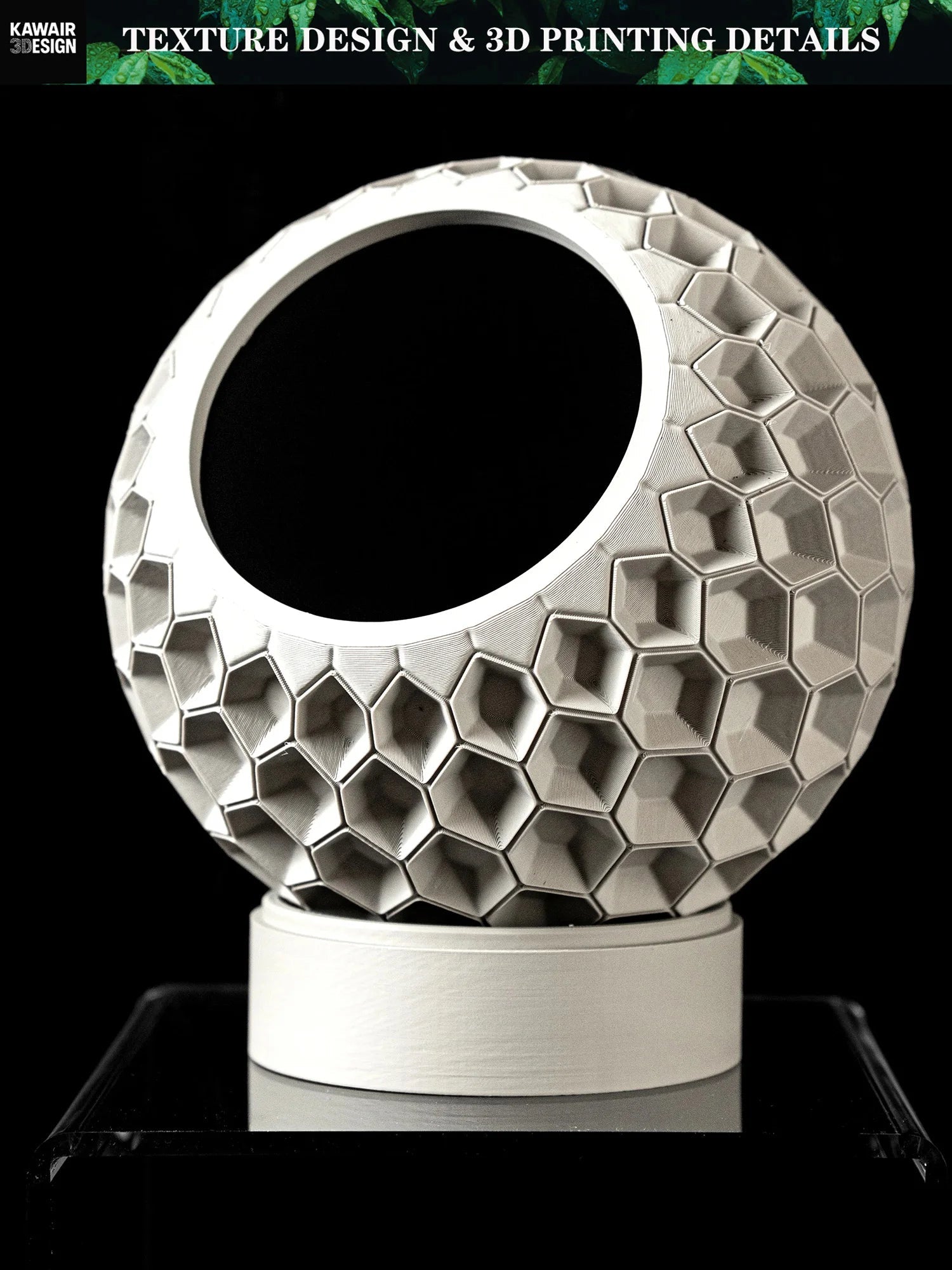 Modern minimalist 3D printed flower pots - biodegradable planters for home decoration, eco-friendly sustainable gifts (Hexa) Elk-Valley 3D