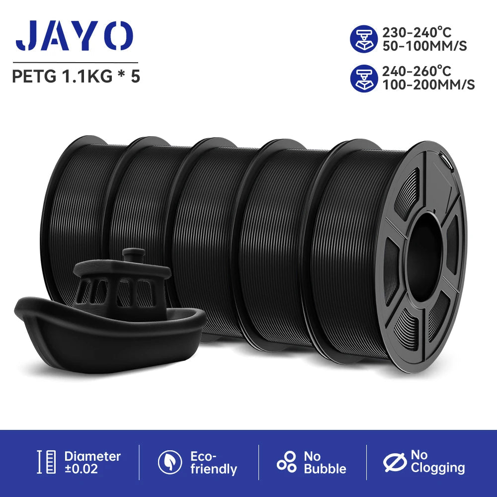 JAYO petg 3d printer filaments PETG 5Rolls 1.75mm Mixed Color Bubble Free FDM 3D Printer Material for 3d pen refill 1.1kg/1rolls Elk-Valley 3D
