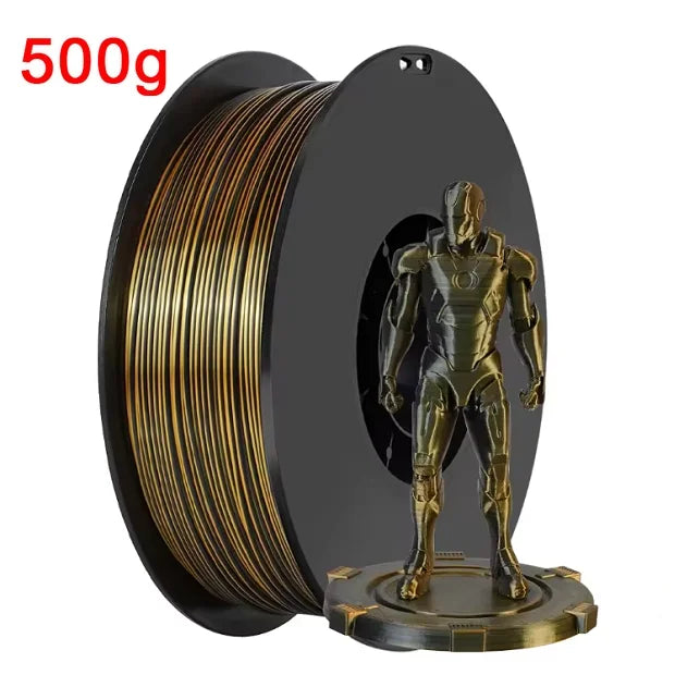 Dual Color Filament Silk PLA 1.75mm 1kg 500g 250g 3D Printer Plastic Material Two Colors Filament PLA Black Red Green Bundle New Elk-Valley 3D