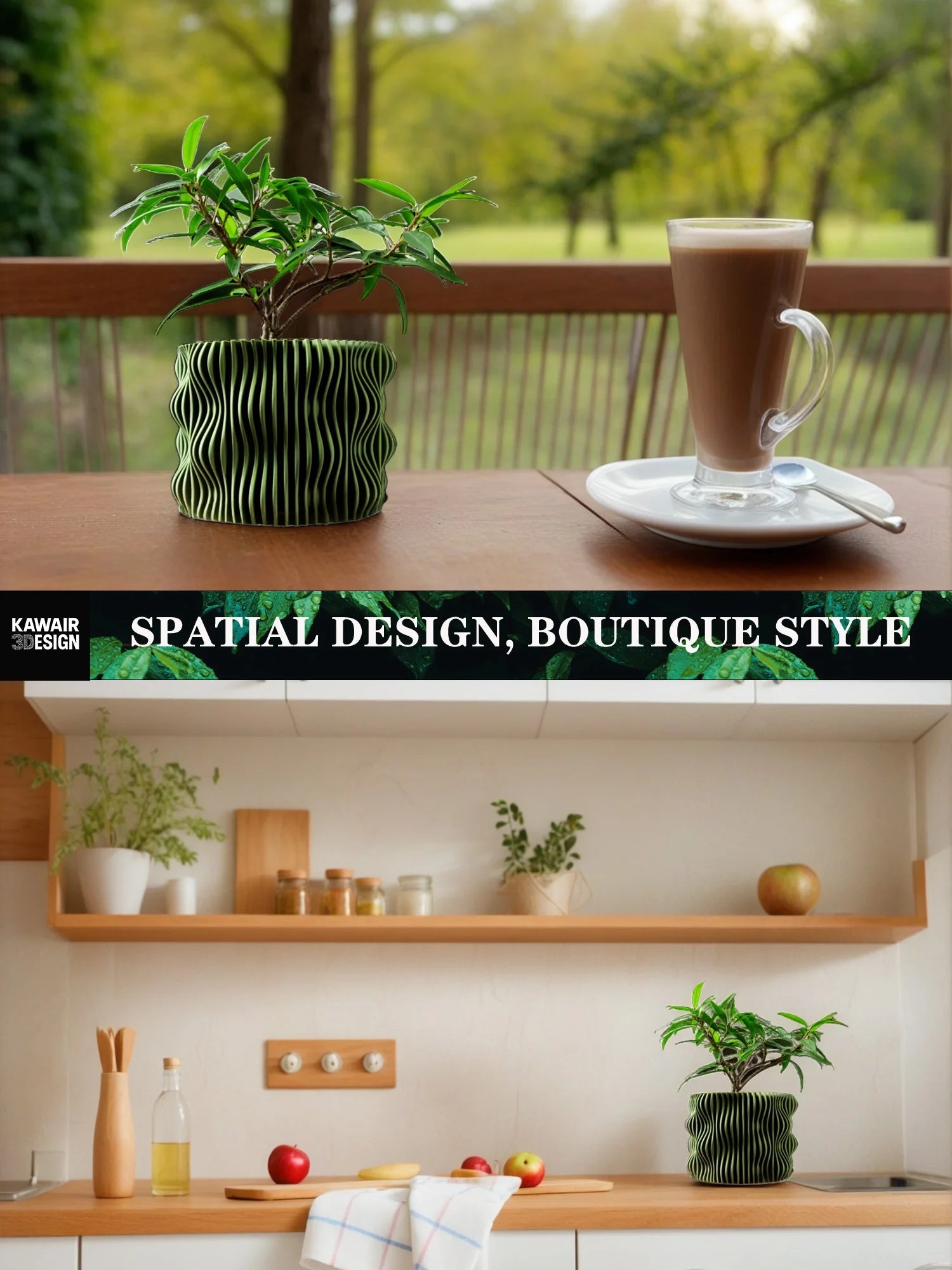 Modern Minimalist 3D Printed Plant Pot – Biodegradable Flower Planter for Home Decor, Eco-Friendly Sustainable Gift (Muxel) Elk-Valley 3D