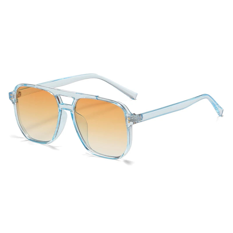 Classic Retro Oversized Pilot Sunglasses Women Vintage Double Bridge Big Oval Sun Shades Glasses Unisex Yellow Lens Eyewear Elk-Valley 3D