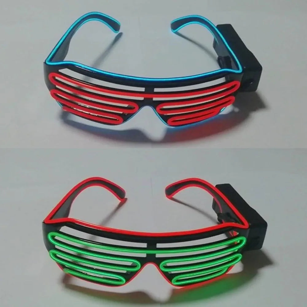 Wireless LED Glowing Glasses Cool Colorful Neon Glasses Double Colors Glow-in-the-dark Luminous Glasses Halloween Costumes Elk-Valley 3D