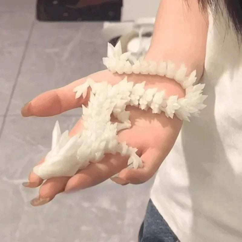 22cm Luminous 3D Printed Dragon Articulated Joints Glow in Dark, Blue White Desktop Night Light Home Decor Kids Gift Bedroom Orn Elk-Valley 3D