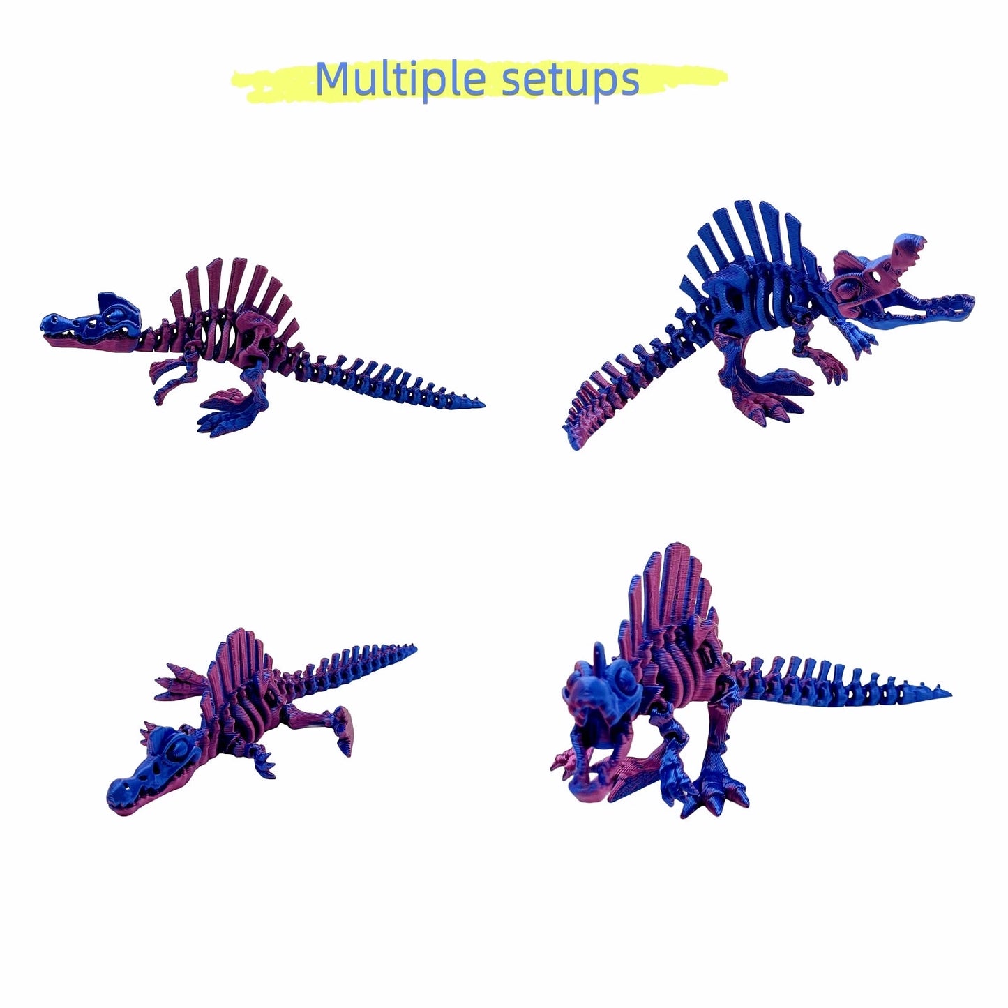 3/5 pieces set 3D printed 15cm Spinosaurus, multiple colors, movable joints can stand and lie down, home party holiday Elk-Valley 3D