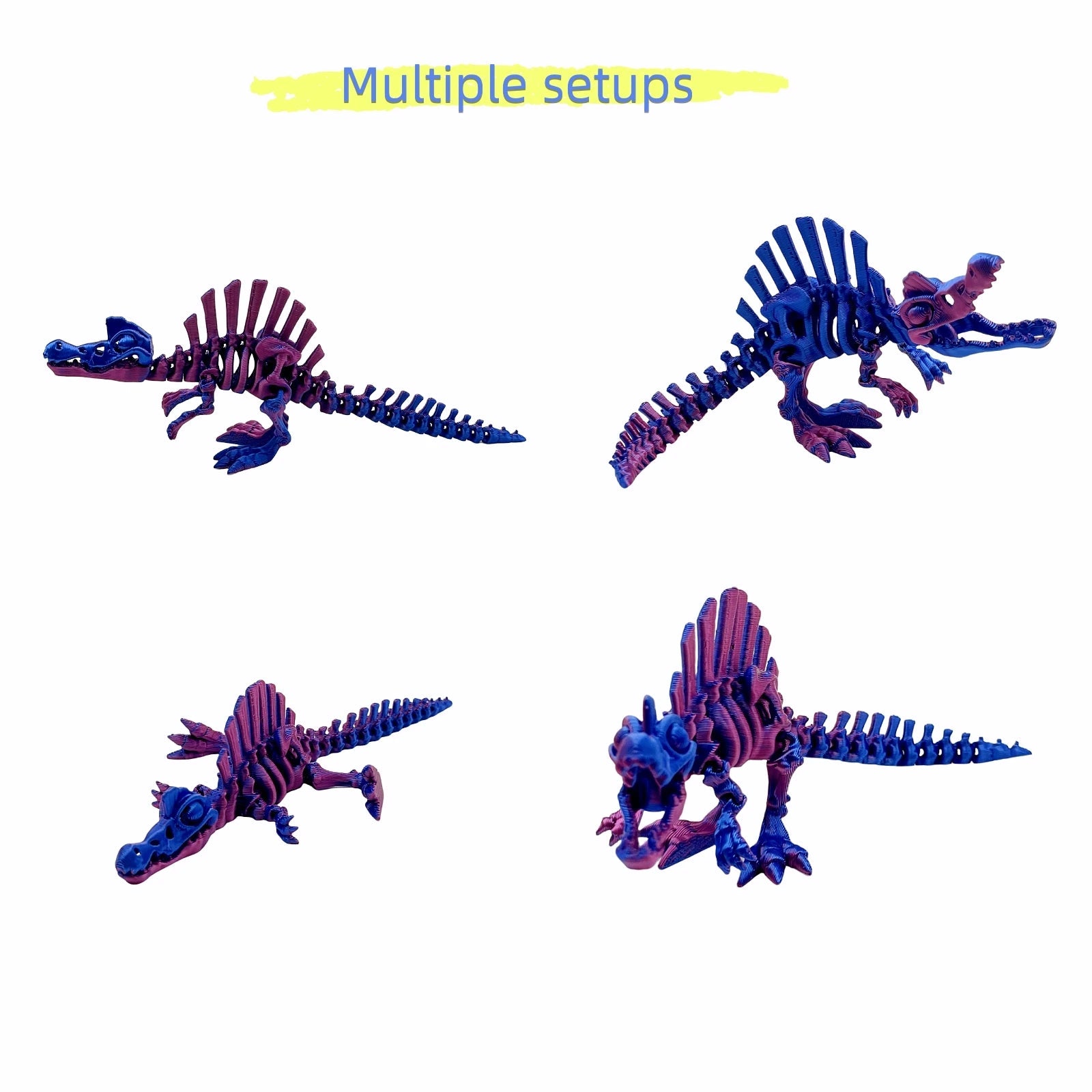 3/5 pieces set 3D printed 15cm Spinosaurus, multiple colors, movable joints can stand and lie down, home party holiday Elk-Valley 3D
