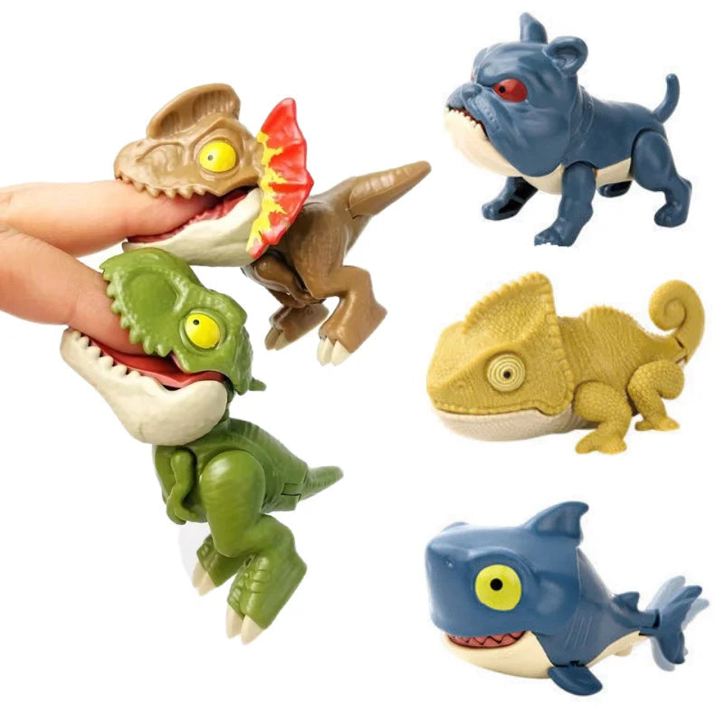 Children Jurassic Biting Finger Dinosaur Animals Model Toys Movable Joints Tricky Chameleon Hippo Kids Birthday Christmas Gifts Elk-Valley 3D