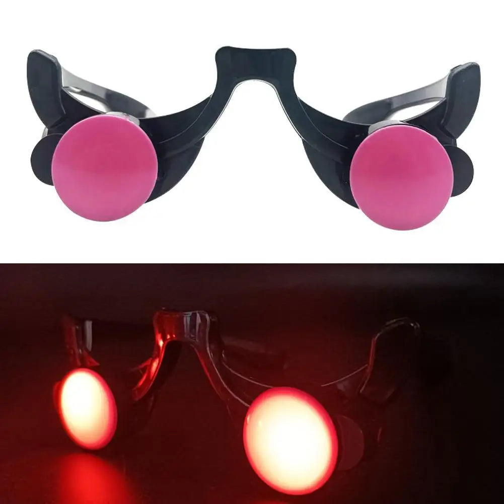 LED Luminous Glow Glasses Funny Red Eyes Halloween Clown Cosplay Anime Accessories For Christmas Bar KTV Birthday Party Elk-Valley 3D