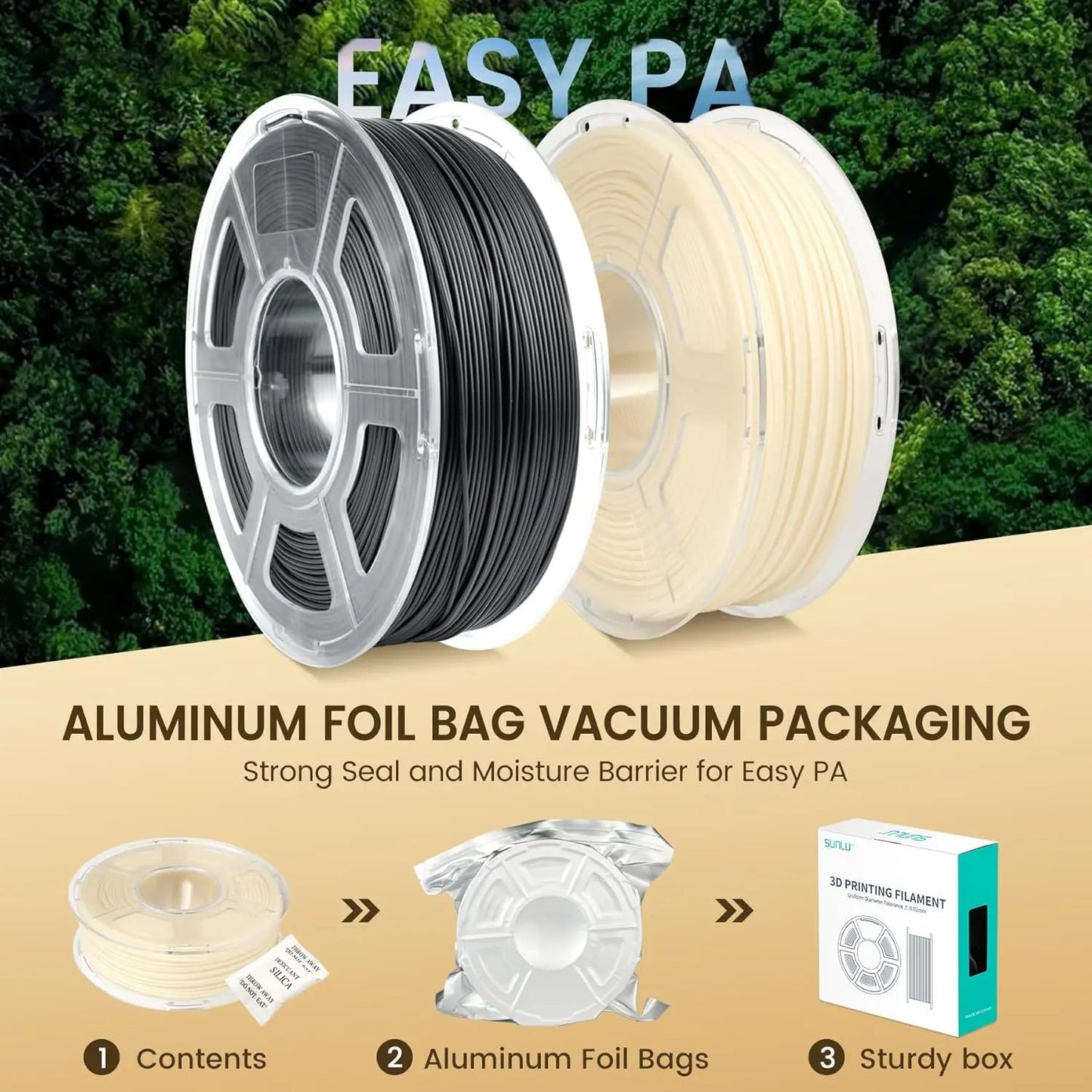 SUNLU 1KG Easy-to-Print Nylon Filament Heat-Resistant 3D Printer Filament No-Cracking No-Warping 3D Filament Elk-Valley 3D