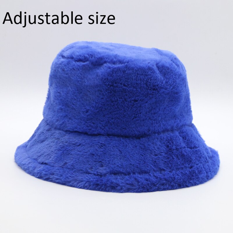 Winter Cow Leopard Faux Fur Fluffy Bucket Hats Women Outdoor Warm Sun Hat Soft Velvet Furry Fisherman Cap Girl Fashion Panama Elk-Valley 3D