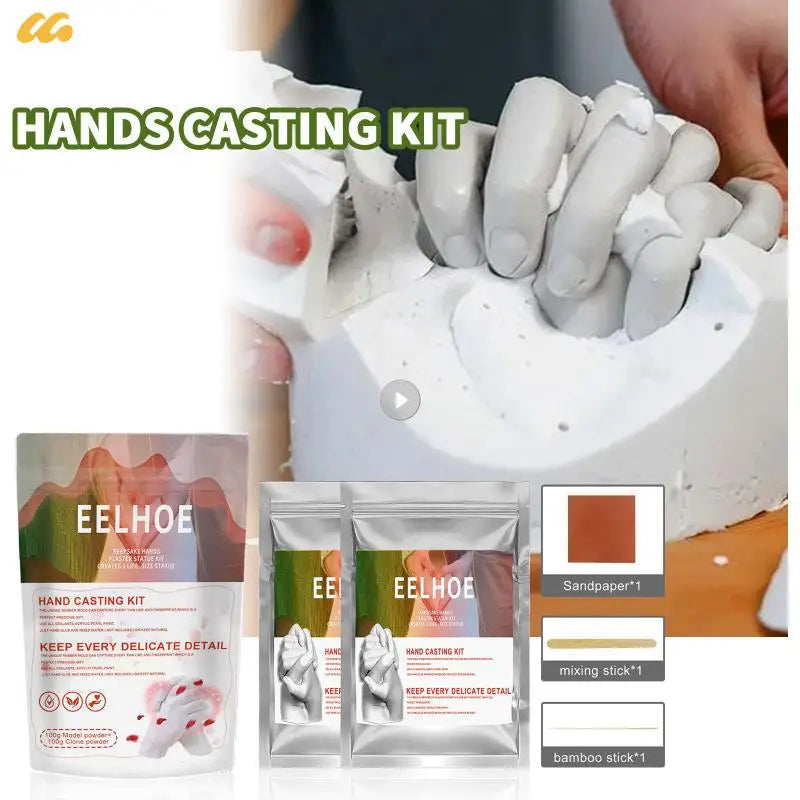 DIY Hands Casting 3D Hand Foot Print Model Baby Plaster Mold Souvenir Wedding Friends Anniversary Gifts Couples Hand Mold Kit Elk-Valley 3D