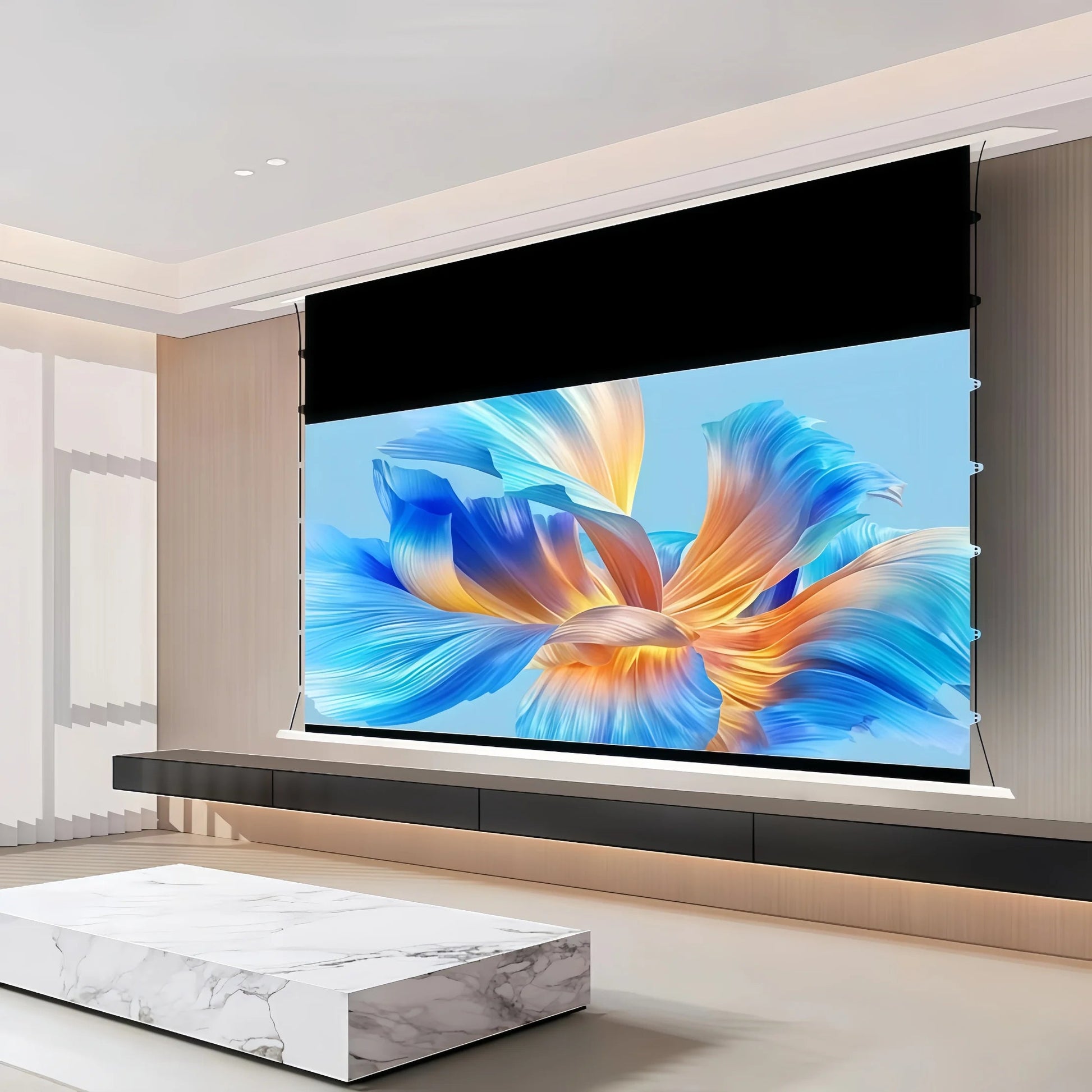 MIVISION Hidden In Ceiling Recessed Projector Screen 16:9 8K Fresnel Long Throw ALR Elk-Valley 3D