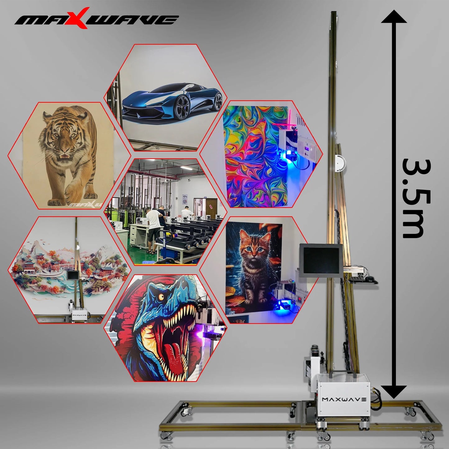 All in One Laser Printer for Home Use Mural Printing Machine 3D 5D 6D Small CMYK Ink Curve ICC on Glass Tiles Wood Acrylic PVC Elk-Valley 3D
