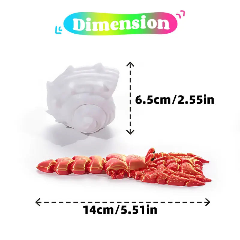 Articulated Hermit Crab 3D Printed Model Movable Joints Cool Desktop Creative Ornament Fun Home Room Decoration Crafts Artwork Elk-Valley 3D