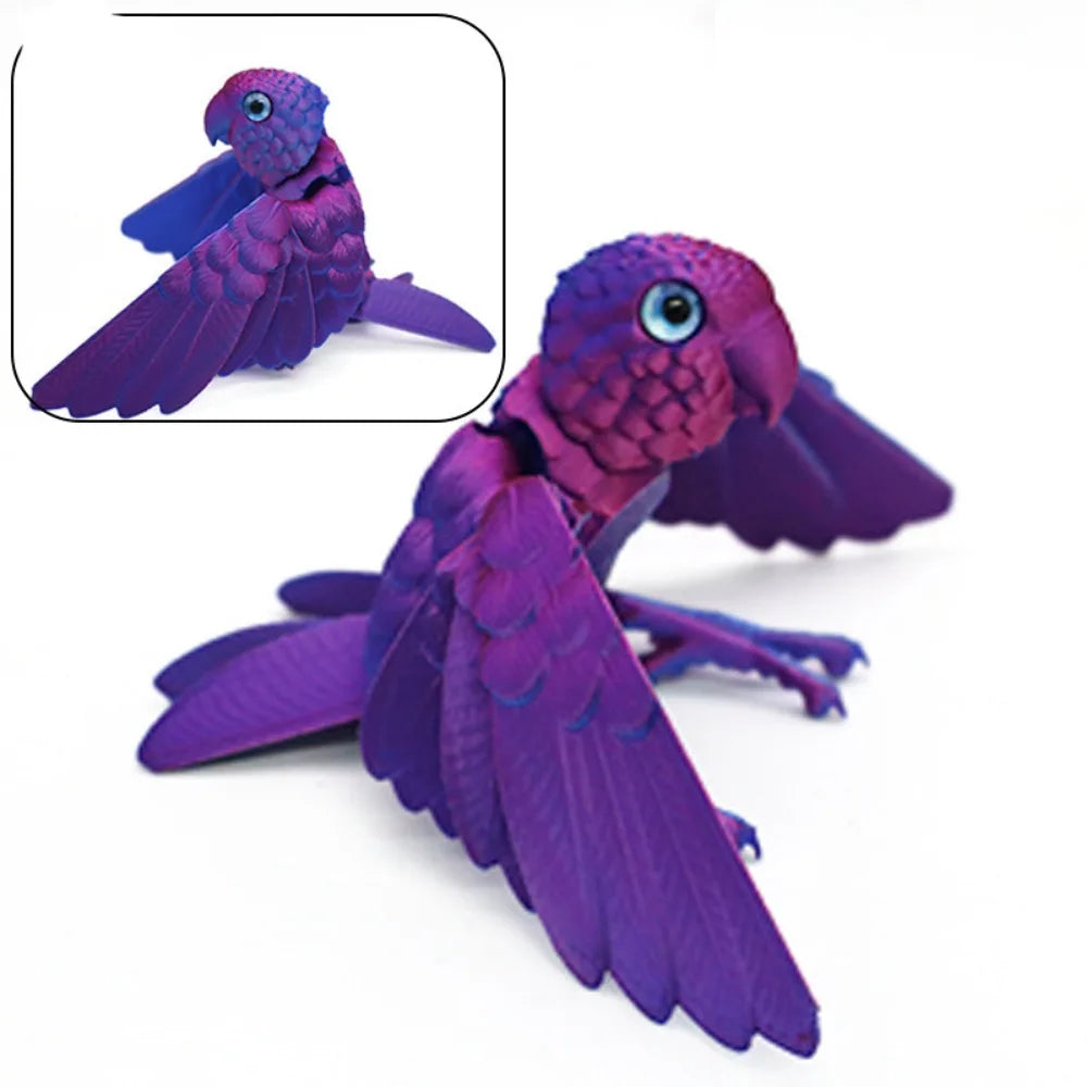 Simulated Eye 3D Printed Parrot Model Flexible Animal Sparkling 3D Printed Parrot Animal Poseable Joints Laser Elk-Valley 3D