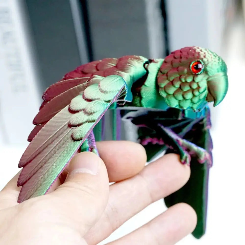 Simulated Eye 3D Printed Parrot Model Flexible Animal Sparkling 3D Printed Parrot Animal Poseable Joints Laser Elk-Valley 3D
