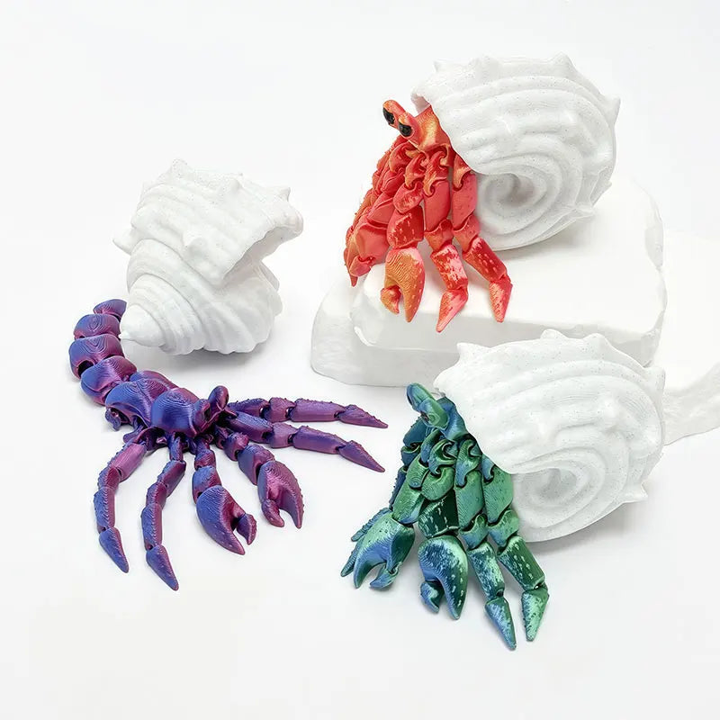 Articulated Hermit Crab 3D Printed Model Movable Joints Cool Desktop Creative Ornament Fun Home Room Decoration Crafts Artwork Elk-Valley 3D