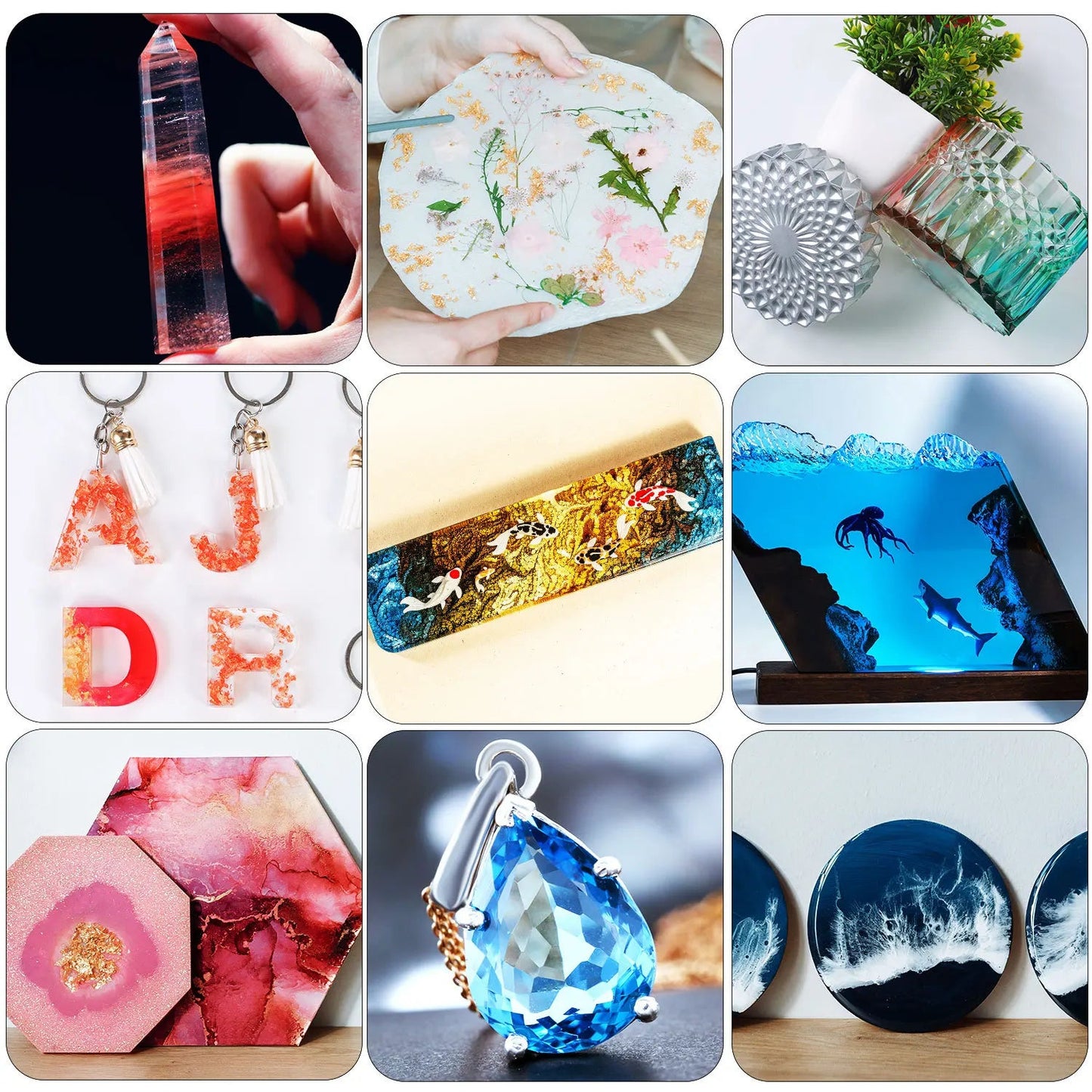 Professional AB Epoxy Resin Kit 1:1 Ratio Crystal Clear for Art Casting Jewelry Coating Coaster DIY Craft Elk-Valley 3D