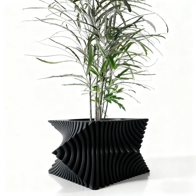 3D Printed Plant Pot Home Use Biodegradable Flower Pot Decorative  Stripe Flower Pot Desktop  Maceteras Decorations Interior Elk-Valley 3D