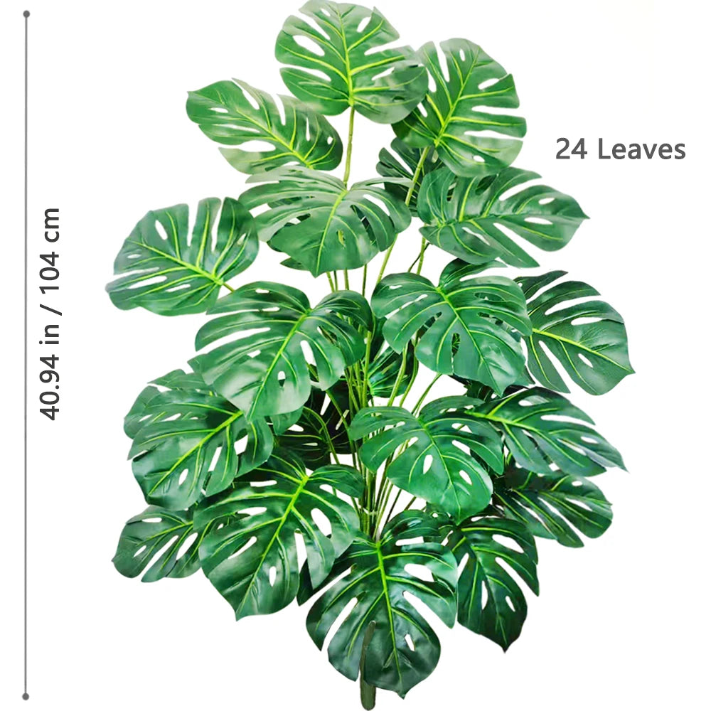 52-104cm(40.94in)  Artificial Monstera Plant Fake Palm Tree Plastic Turtle Leaf Green Plant for Home Garden Room Office Decor Elk-Valley 3D