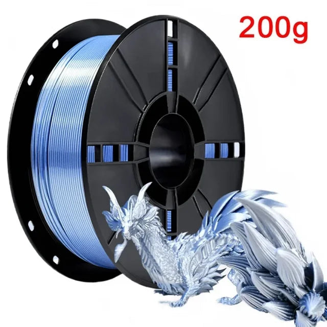 200G Dual Color Filament Silk PLA 1.75mm FDM 3D Printer Plastic Material Shiny Filament PLA Multicolor Black Red Blue Gold Elk-Valley 3D