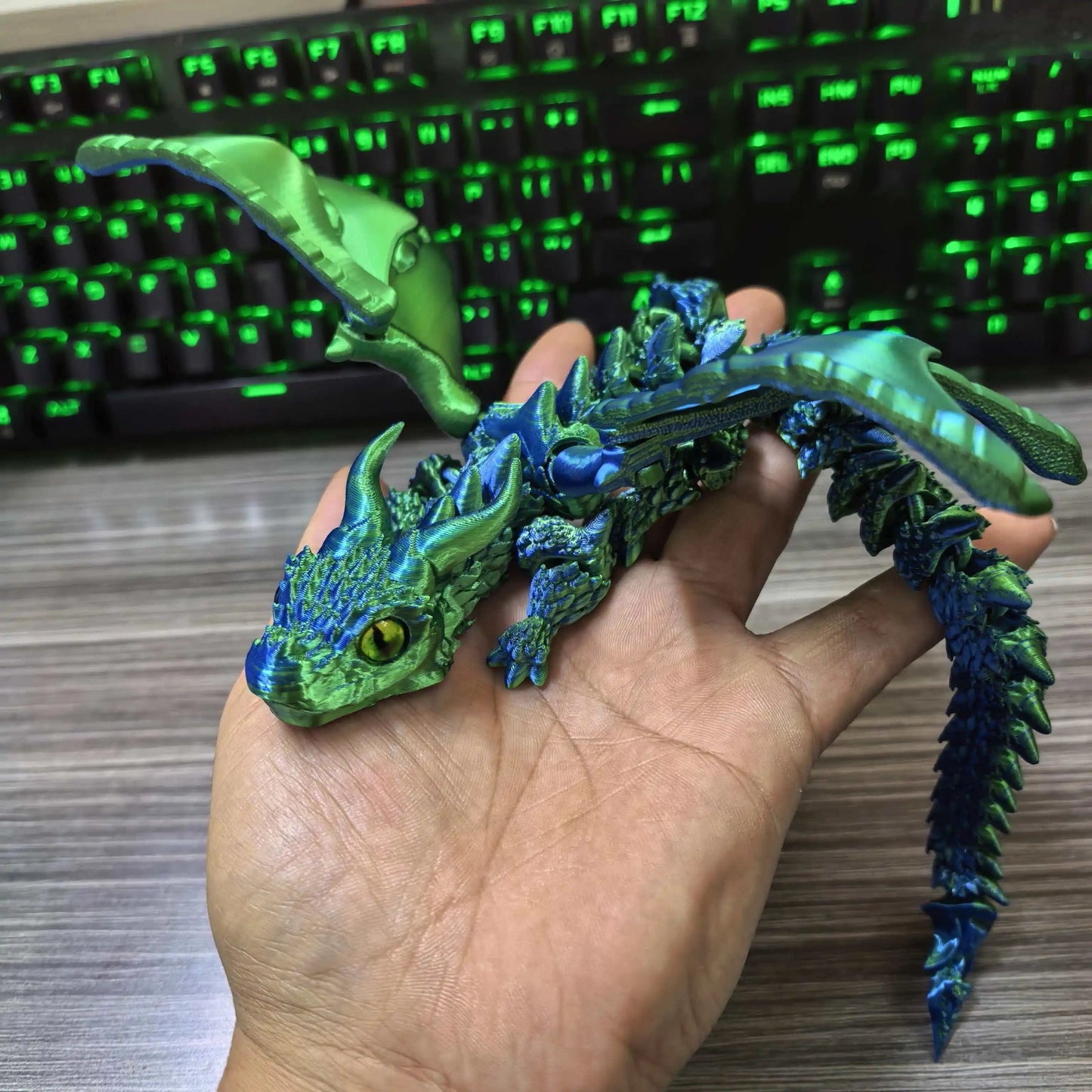 22-30CM 3D Printed Simulated Eyes Flying Dragon Baby Ornaments Joints Can Move Dragon Rockery Fish Tank Landscaping Decoration Elk-Valley 3D