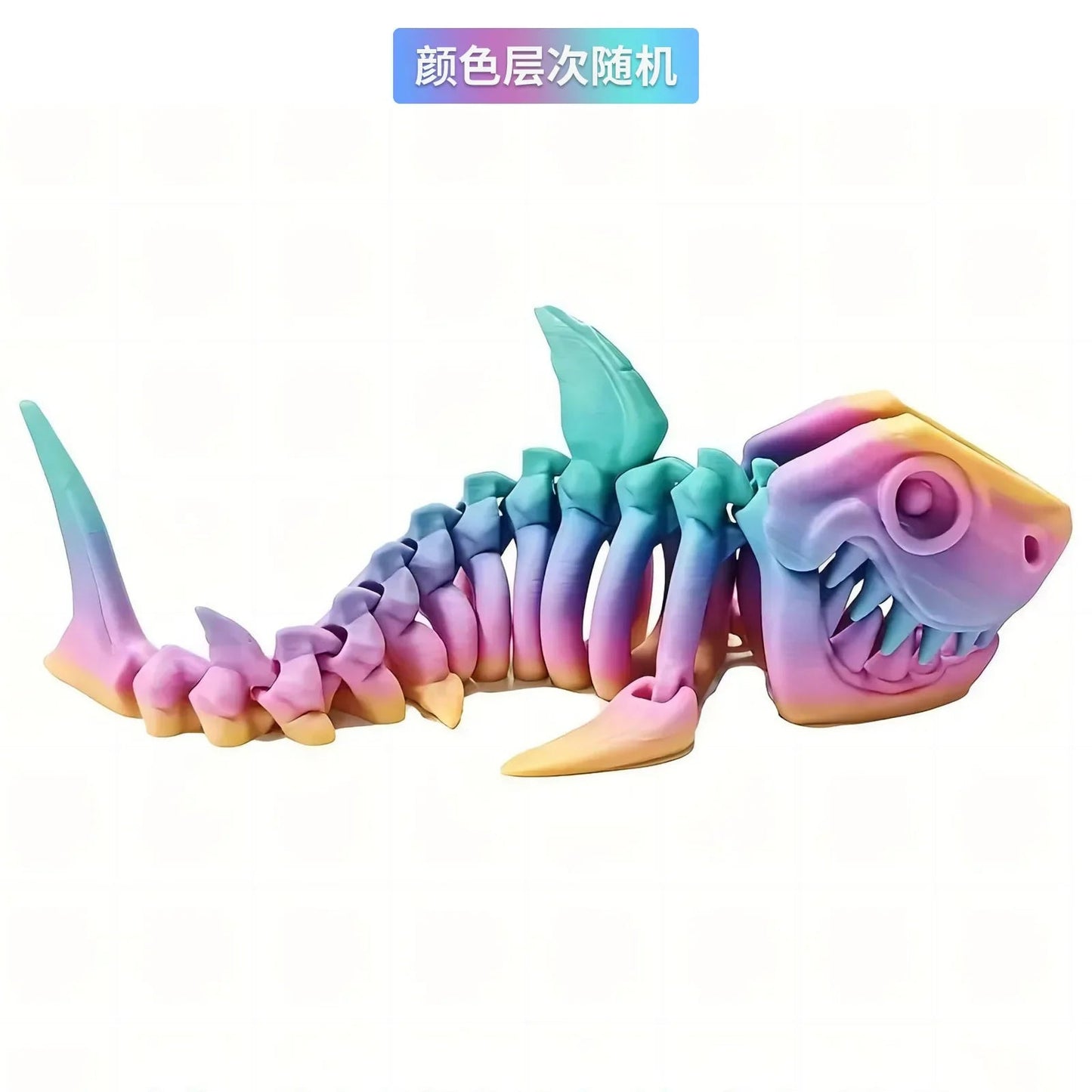 3D Printed Baby Shark, Skeleton Crocodile Skeleton Model Jointed Full Movable Birthday Gift Realistic Animals Decorative Desktop Elk-Valley 3D