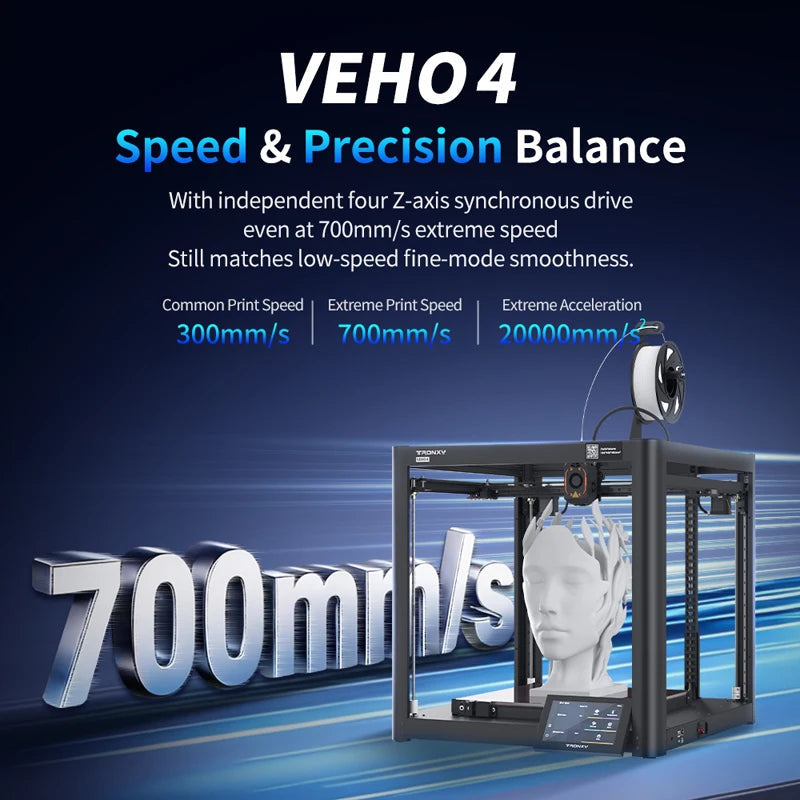 TRONXY VEHO 4 FDM 3D Printer Large Build Size 400x400x400mm 3d Printer diy Kit 600mm/s Fast Speed Full-set Printer impresora 3d Elk-Valley 3D