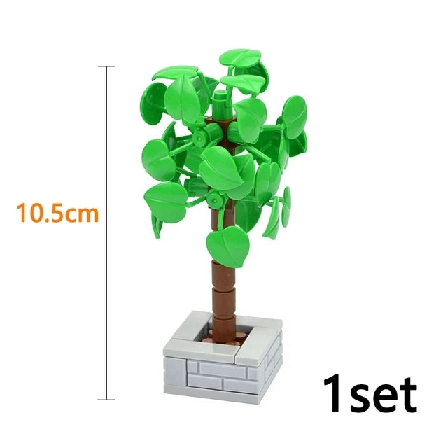 DIY Plant Tree City Bricks Assemble MOC Pine Christmas Tree Model Building Blocks Educational Sunflower Brick For Children Gifts Elk-Valley 3D