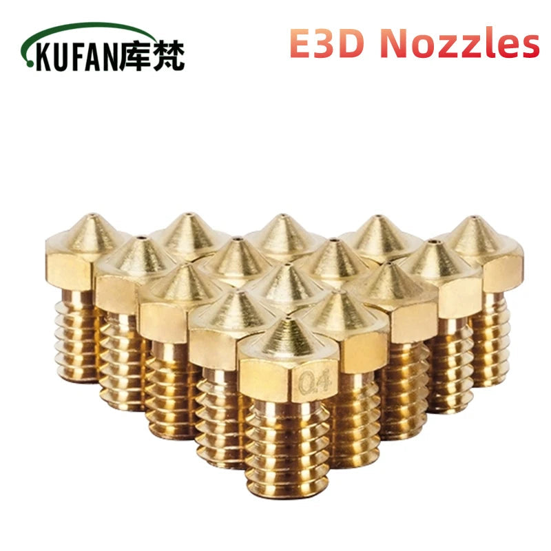 10PCS  3D Printer V6 M6 Threaded Brass Nozzle 0.2/0.25 0.3/0.4/0.5/0.6/1.0mm for 1.75/3.0mm Filament E3D V5 V6 Hotend Extruder Elk-Valley 3D
