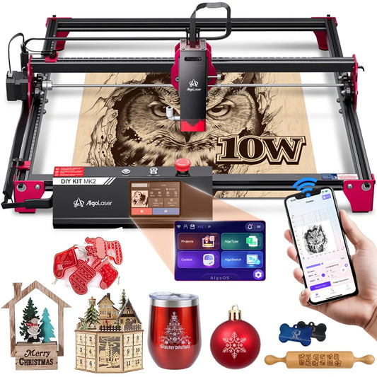 Algolaser 10W Laser Engraver Cutter 3.5”Color Touch Screen For Beginner Wifi Router  Table Woodworking Engraving Cutting Machin Elk-Valley 3D