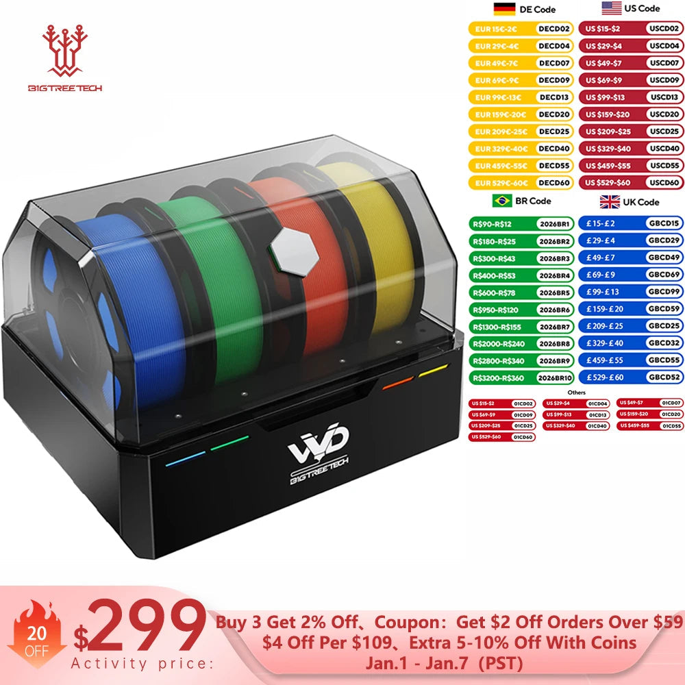 BIGTREETECH ViViD Multicolor Printing Filament Box Print While Drying RFID Identification For Voron2.4 Trident VZbot Klipper Elk-Valley 3D