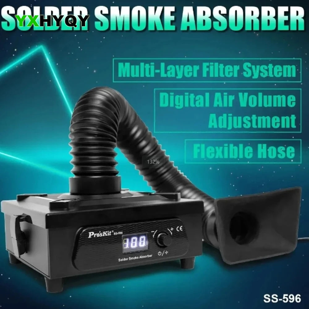 Pro'sKit SS-596G Desktop Smoke Purifier 3-layer Filter Element Suitable for Mobile Phone Repair Welding and Solder Smoke Exhaust Elk-Valley 3D
