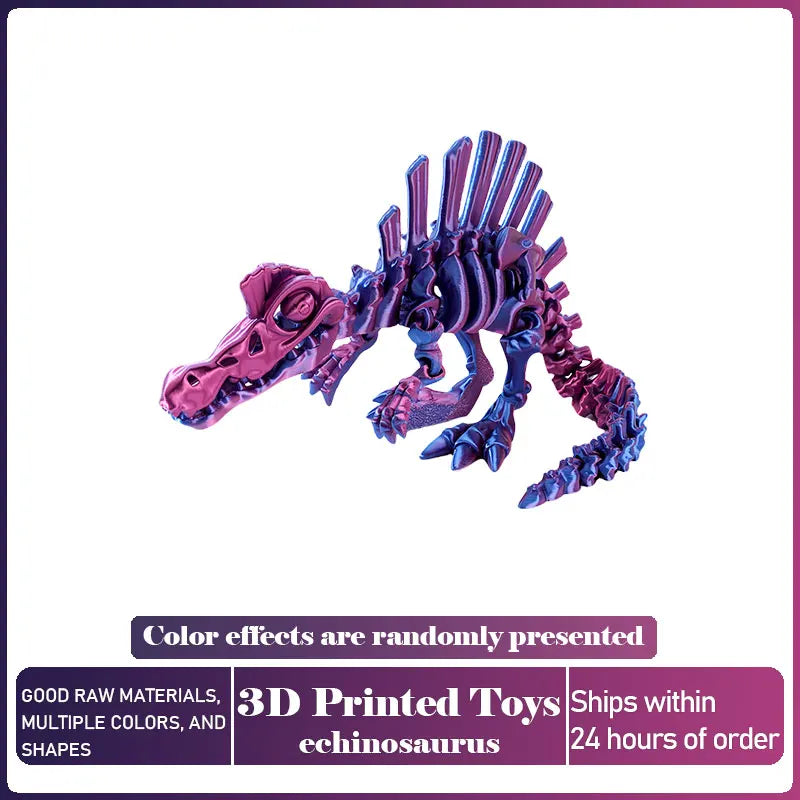 Mini 3D Printed Dinosaur Skeleton Model Movable Joints Velociraptor Decor Office Desk Ornament Kids Gift Home Decoration Elk-Valley 3D