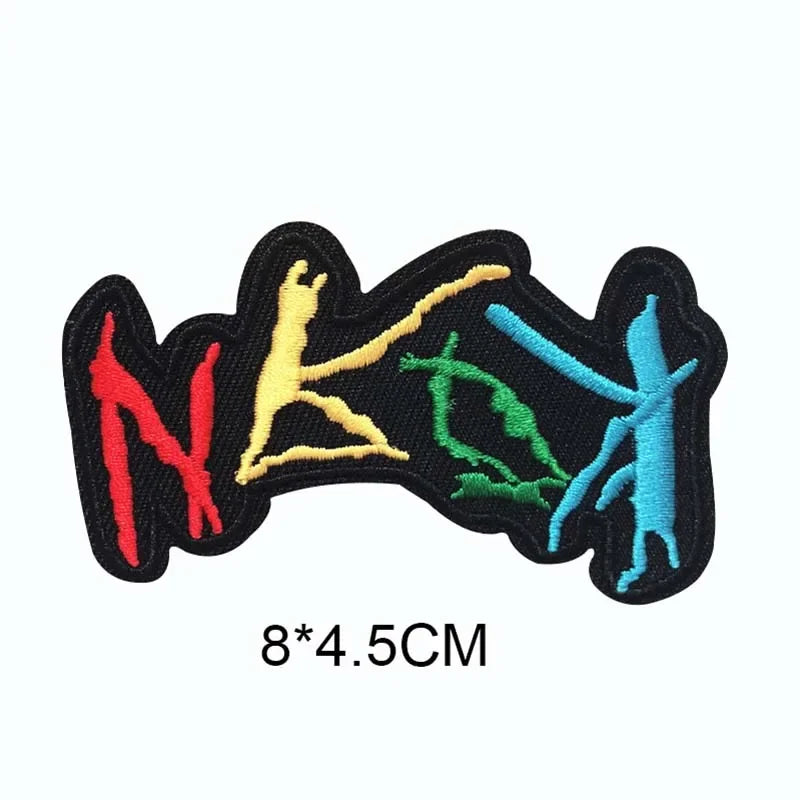 5PCS/ Text Clothing Stickers Fabric Applique Embroidery Iron On Patches,Punk Rock Music Band Badges Clothes Striped Sewing Patch Elk-Valley 3D
