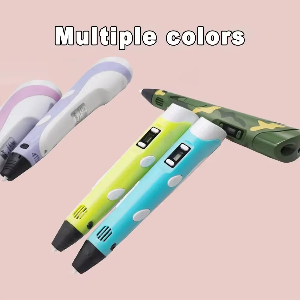 Electronic 3D Printing Pen with 9M PLA Consumables High-Temperature 3D Graffiti Tool Intelligent Toy Christmas Birthday Gift Elk-Valley 3D